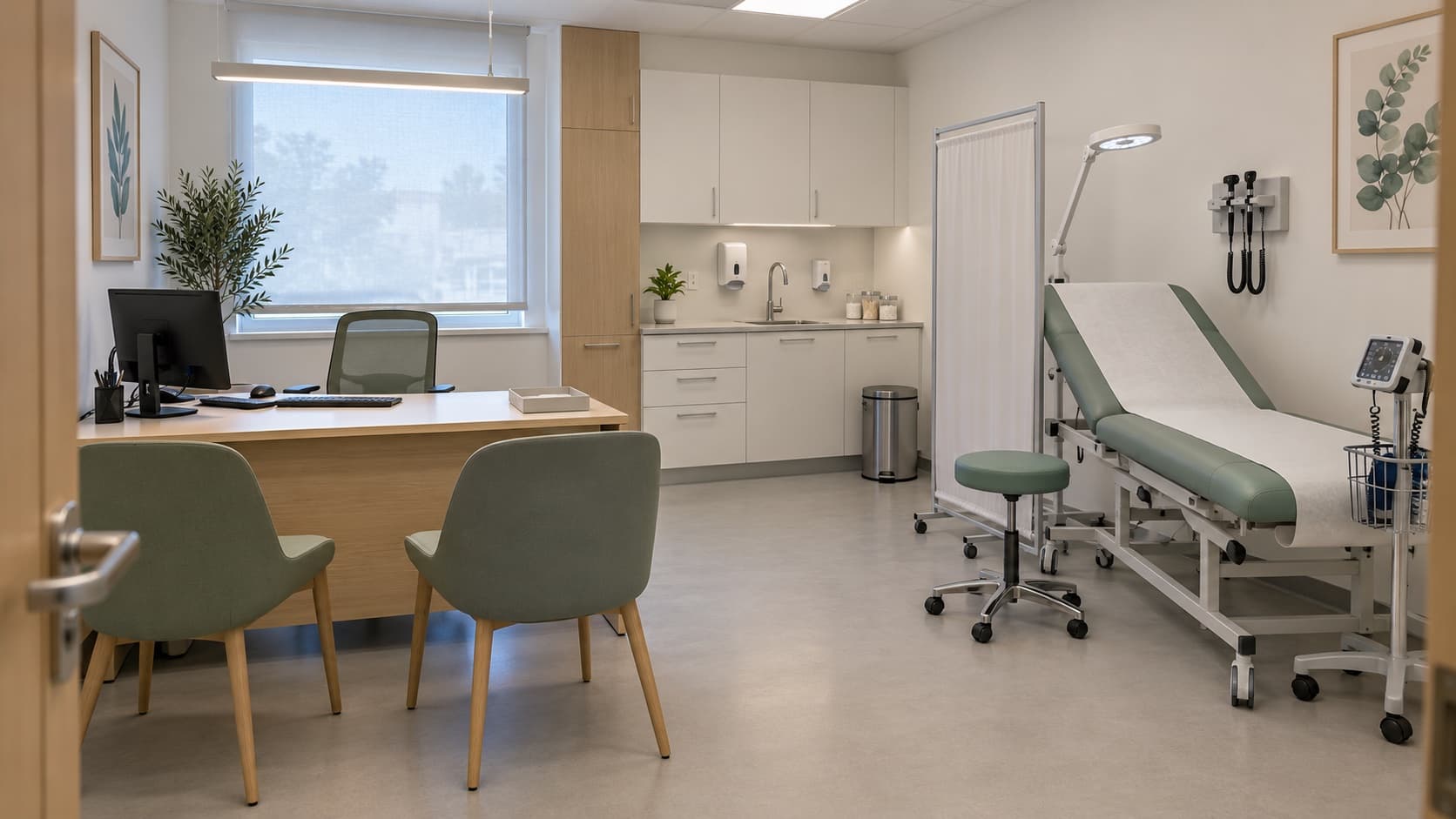 Projection : salle de consultation médicale avec table d’examen
